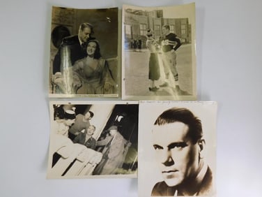 LOT OF FOUR VINTAGE BLACK AND WHITE PUBLICITY PHOTOGRAPHS VINTAGE ANTIQUE PHOTOGRAPHY