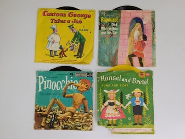 LOT OF FOUR CHILDRENS STORY RECORDS VINTAGE ANTIQUE