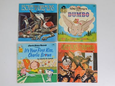 LOT OF FOUR CHILDRENS STORY RECORDS VINTAGE ANTIQUE