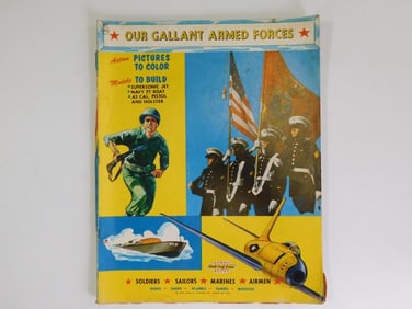 1958 OUR GALLANT ARMED FORCES COLORING BOOK VINTAGE ANTIQUE