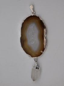 AGATE SLICE PENDANT ROCK STONE LAPIDARY SPECIMEN
