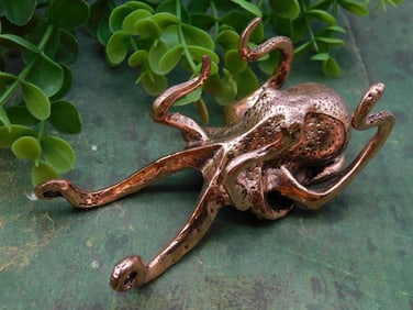 Metal Octopus Figurine with Copper Finish