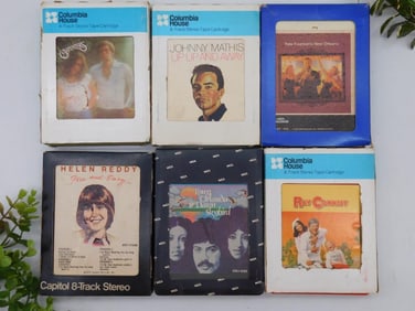 6 Assorted 8-Track Tapes with Original Boxes