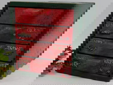 Vintage Hardware Organizer with Drawers for Small Parts