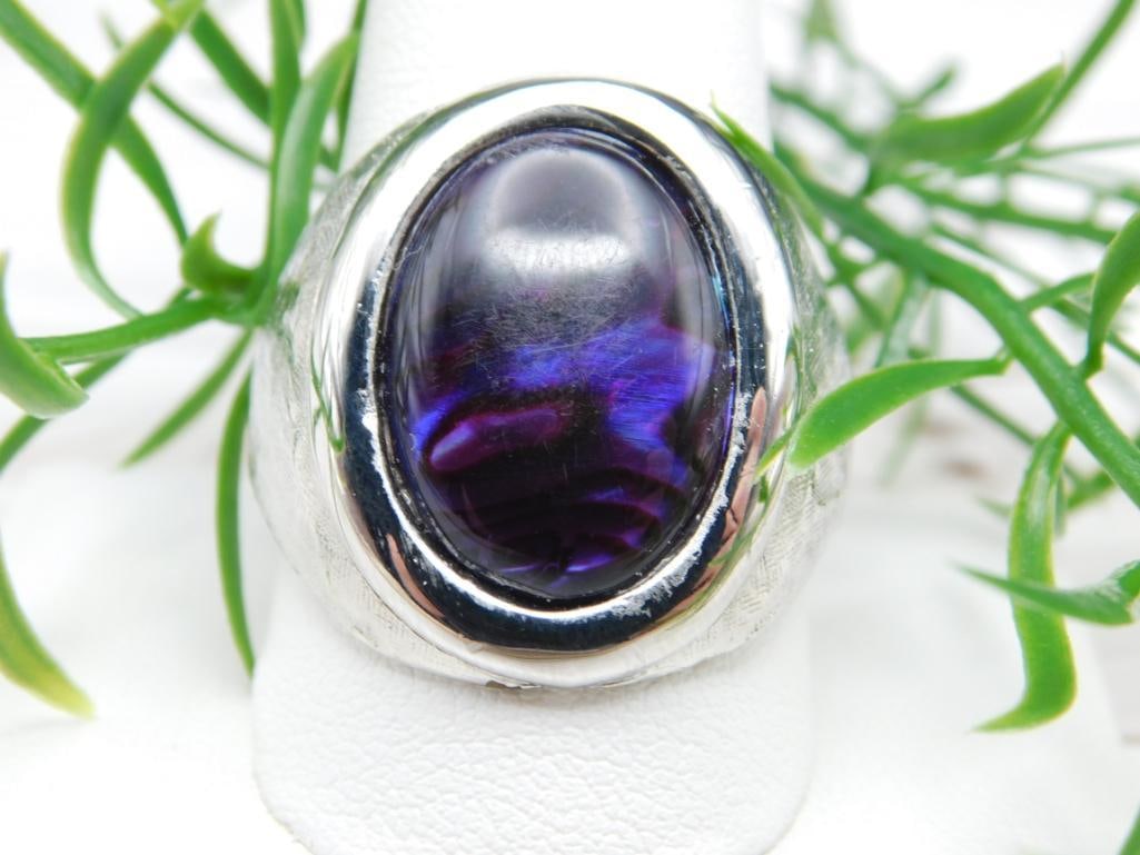 ABALONE STONE RING ROCK STONE LAPIDARY SPECIMEN: ABALONE STONE RING ROCK STONE LAPIDARY SPECIMEN