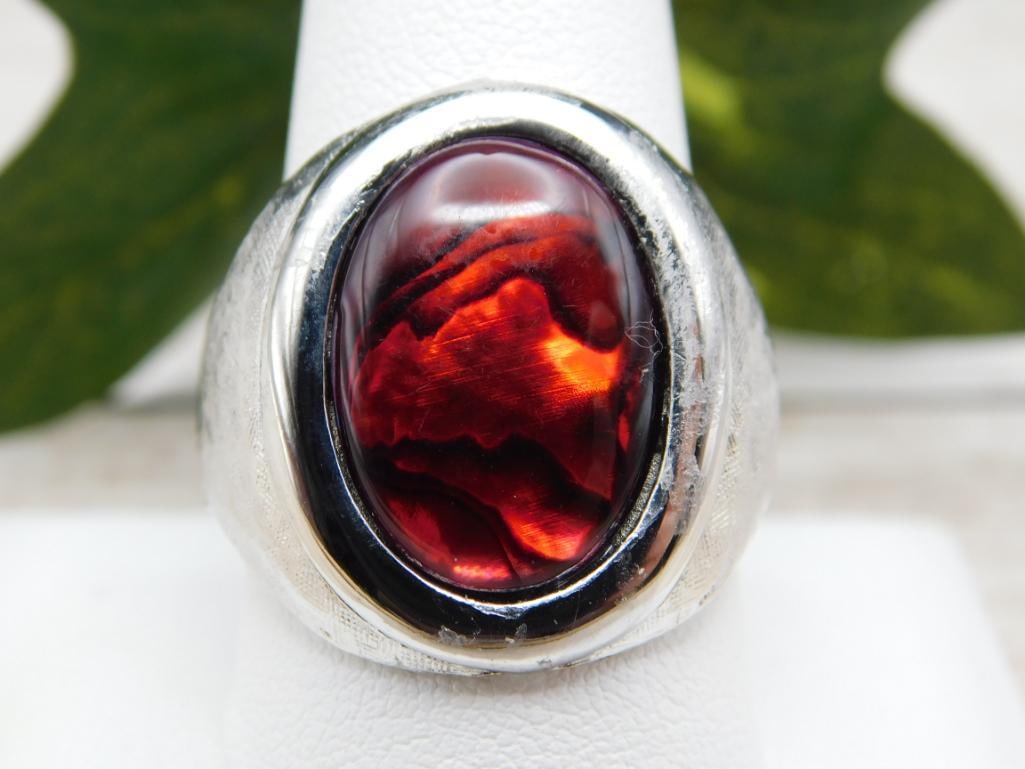 ABALONE STONE RING ROCK STONE LAPIDARY SPECIMEN: ABALONE STONE RING ROCK STONE LAPIDARY SPECIMEN