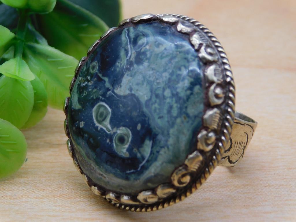 KAMBABA JASPER ADJUSTABLE RING ROCK STONE LAPIDARY SPECIMEN: KAMBABA JASPER ADJUSTABLE RING ROCK STONE LAPIDARY SPECIMEN