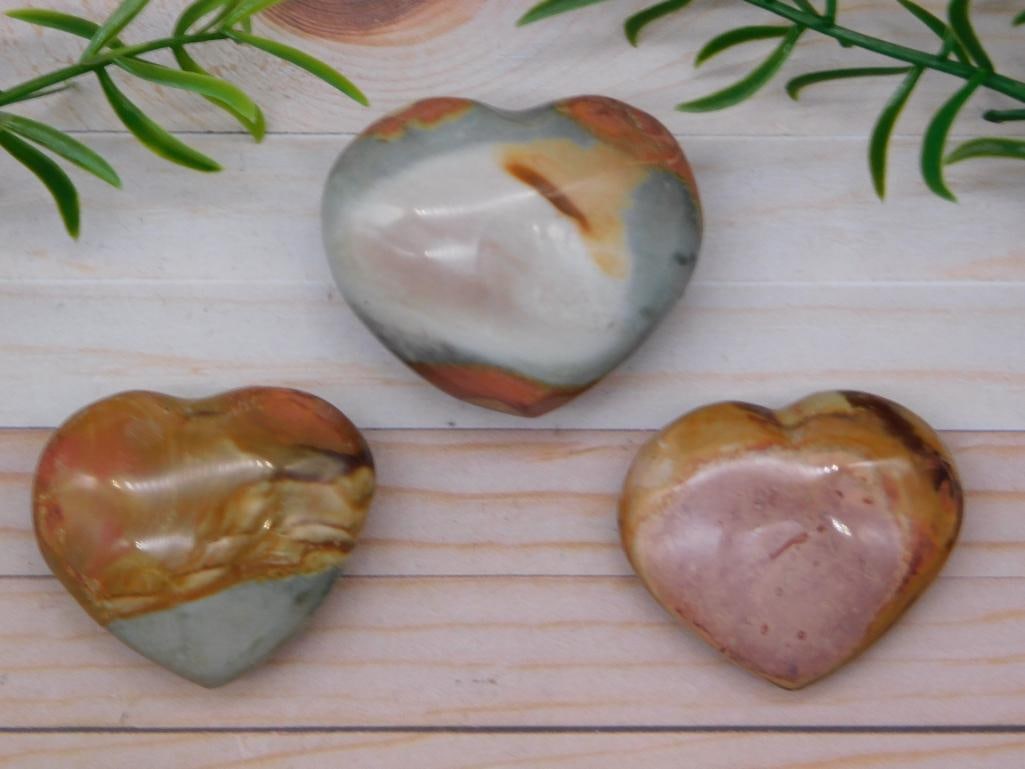 POLYCHROME JASPER HEARTS ROCK STONE LAPIDARY SPECIMEN: POLYCHROME JASPER HEARTS ROCK STONE LAPIDARY SPECIMEN