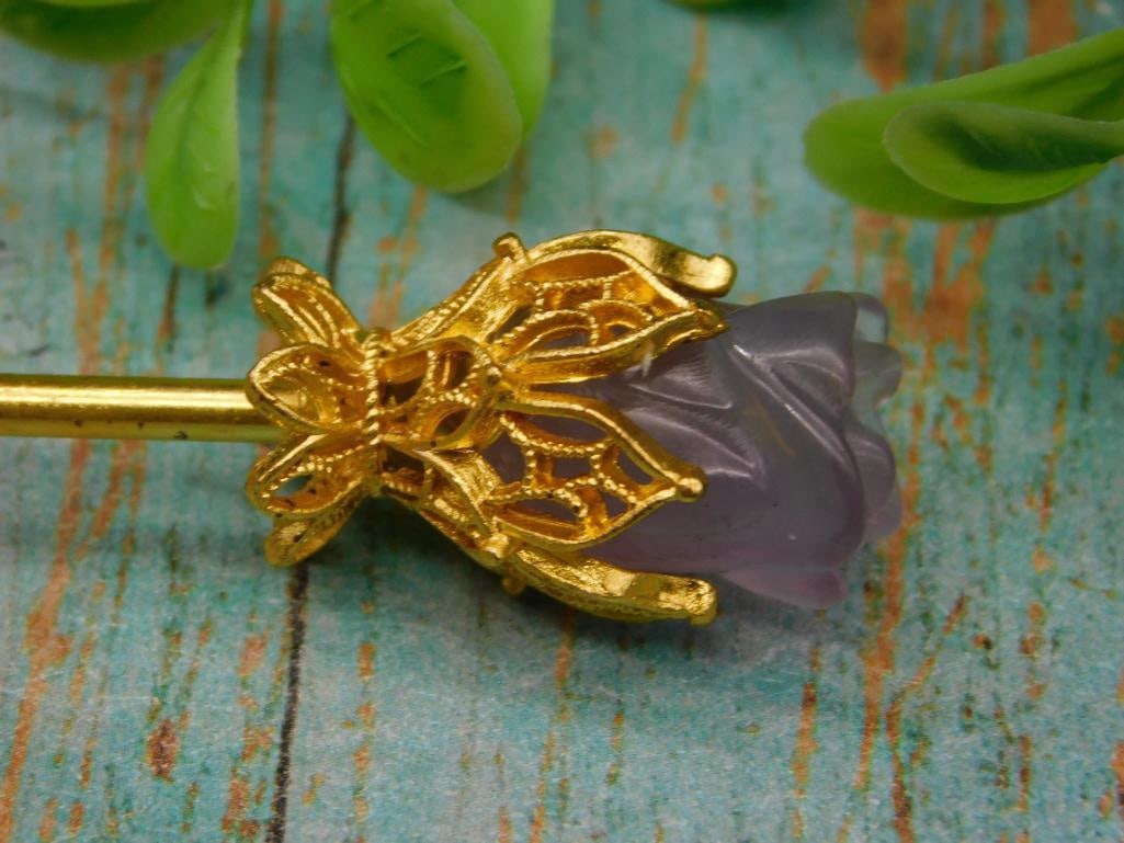 AMETHYST ROSE HAIR PIN: AMETHYST ROSE HAIR PIN