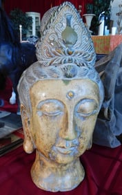 BUDDHA HEAD STATUE VINTAGE ANTIQUE