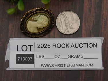 Vintage Gold-Tone Cameo Brooch with Woman?s Profile