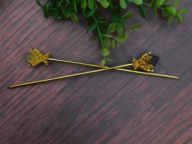 Gold-Tone Hair Pins with Decorative Ends