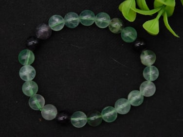 Fluorite and Dark Bead Stretch Bracelet ROCK STONE LAPIDARY SPECIMEN
