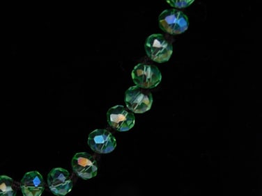 Strand of Green Faceted Glass Beads Necklace