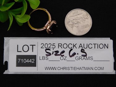 Gold-Tone Ring with Blue Stone, Size 6.5