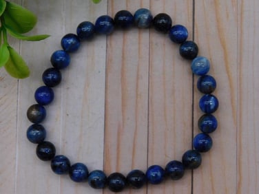 Beaded Blue Gemstone Stretch Bracelet Rock Stone Lapidary Specimen