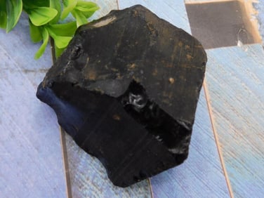 Obsidian Rock Specimen with Hexagonal Faces Rock Stone Lapidary Specimen