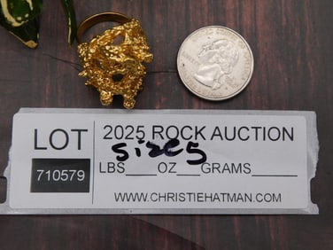 Gold-Tone Metal Nugget-Like Ring, Size 5