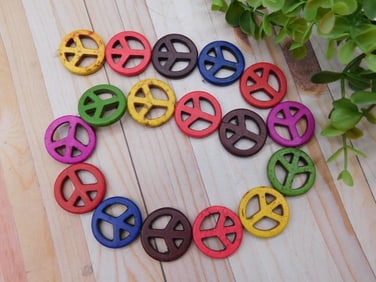 Wooden Peace Sign Beads