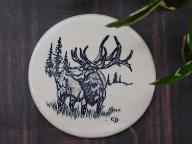 Elk Scrimshaw Cabochon