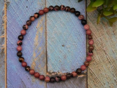 Rhodonite Beaded Stretch Bracelet Rock Stone Lapidary Specimen