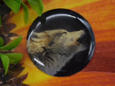 Round Wolf Design Cabochon