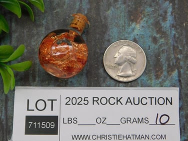 Copper Flakes in Bottle Rock Stone Lapidary Specimen