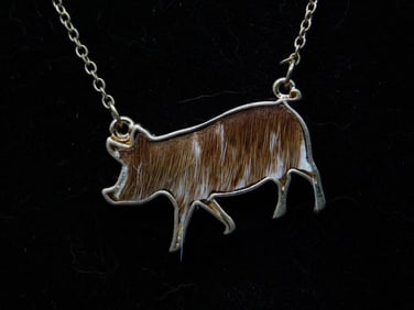 Gold-Tone Pig Pendant Necklace on Fine Chain
