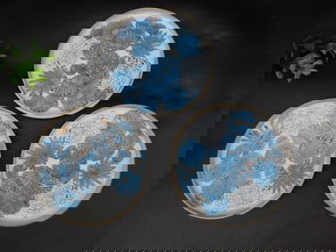 Three Decorative Floral Porcelain Plates