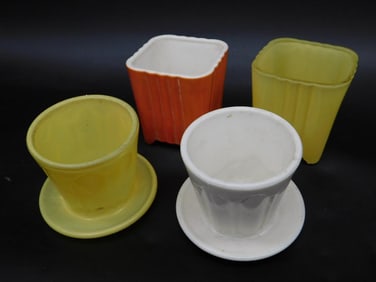 Four Vintage Colored Glass Planters