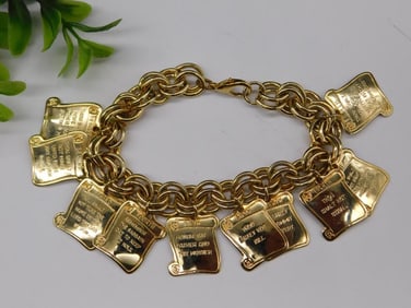 Gold-Tone Ten Commandments Charm Bracelet