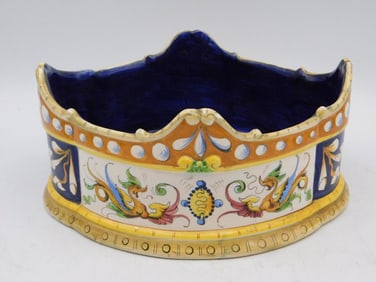 Hand-Painted Ceramic Crown-Shaped Decorative Bowl