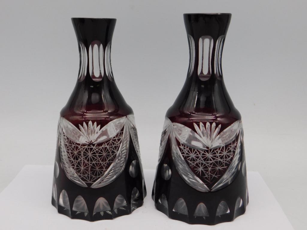 RUBY BOHEMIAN CRYSTAL DECANTERS VINTAGE ANTIQUE (1 of 3)