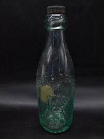 BLOB TOP ANTIQUE AQUA-COLORED GLASS BOTTLE VINTAGE ANTIQUE