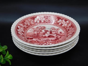 COPELAND SPODE TOWER PINK FRUIT DESSERT BOWLS VINTAGE ANTIQUE
