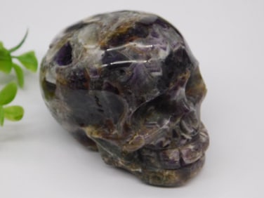 CHEVRON AMETHYST STONE SKULL ROCK STONE LAPIDARY SPECIMEN