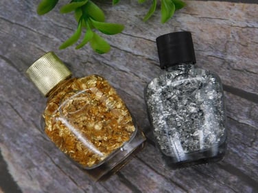 GOLD AND SILVER FLAKES IN BOTTLES ROCK STONE LAPIDARY SPECIMEN