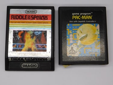 RIDDLE OF THE SPHINX AND PAC-MAN CLASSIC ATARI GAME CARTRIDGES