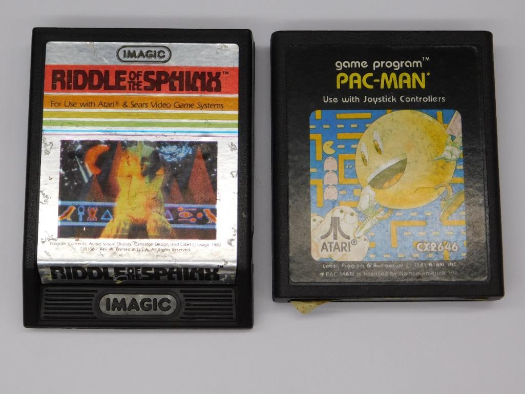 RIDDLE OF THE SPHINX AND PAC-MAN CLASSIC ATARI GAME CARTRIDGES (1 of 2)