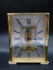 GERMAN MANTLE CLOCK WITH ENGRAVING VINTAGE ANTIQUE