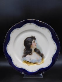 FRENCH LIMOGES PORCELAIN PORTRAIT CABINET PLATE VINTAGE ANTIQUE