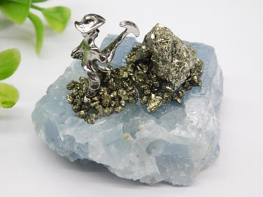 PYRITE MINER ON CELESTITE ROCK STONE LAPIDARY SPECIMEN