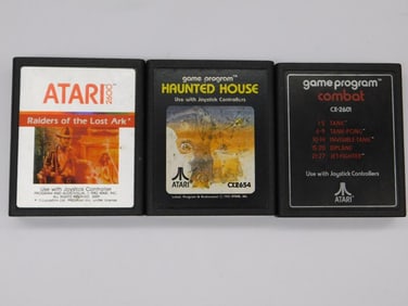 RAIDERS OF THE LOST ARK, HAUNTED HOUSE, AND COMBAT CLASSIC ATARI GAME CARTRIDGES