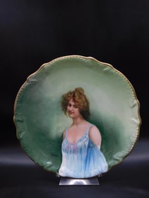 FRENCH LIMOGES PORCELAIN PORTRAIT CABINET PLATE VINTAGE ANTIQUE