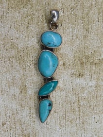STERLING SILVER TURQUOISE PENDANT ROCK STONE LAPIDARY SPECIMEN