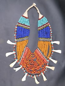 NAGA TRIBAL NECKLACE MULTI-STRAND CEREMONIAL NECKLACE WITH TEETH AFRICAN TRADE BEADS
