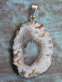GEODE SLICE PENDANT ROCK STONE LAPIDARY SPECIMEN