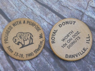 VINTAGE WOODEN TRADE TOKENS