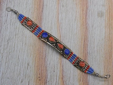 LAPIS LAZULI AND RED CORAL BRACELET ROCK STONE LAPIDARY SPECIMEN