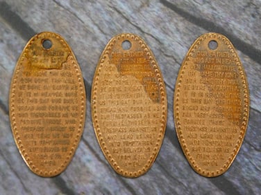 THE LORDS PRAYER PENNIES LOT OF 3 VINTAGE ANTIQUE